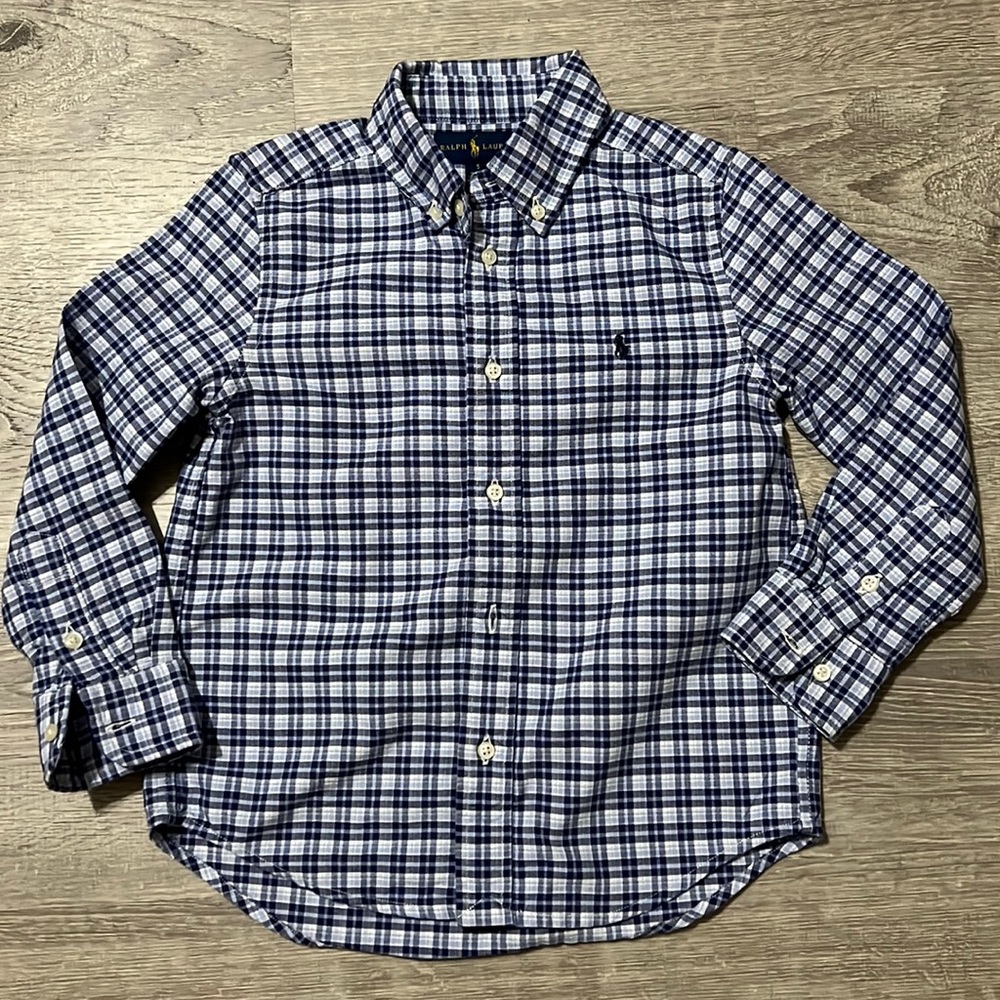 POLO by Polo Ralph Lauren White and Blue striped long sleeve shirt.